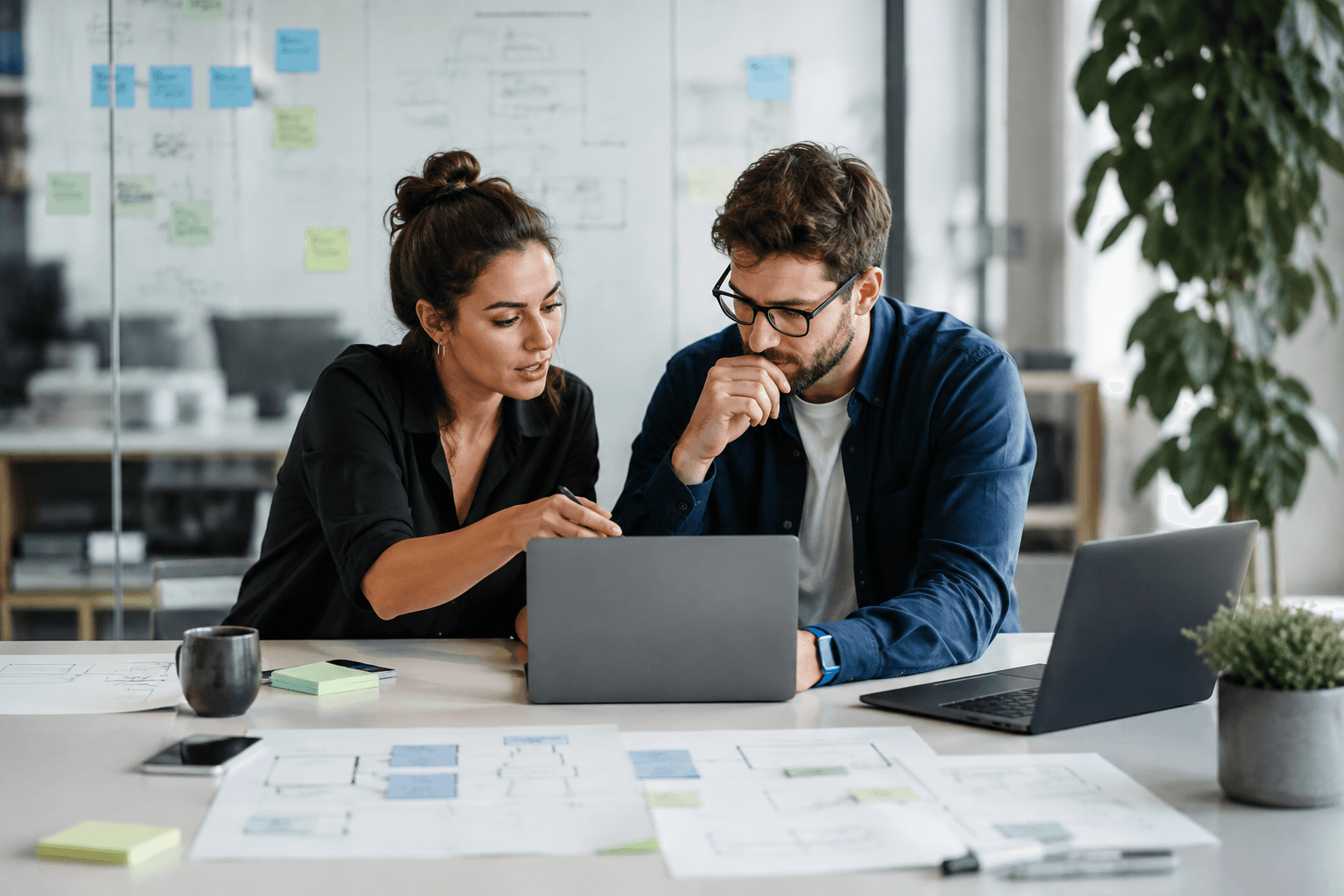Team collaborating on a software service